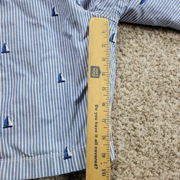 Abercrombie & Fitch Shorts Mens 31 Blue Stripe Sail Boat Chino Preppy Button Fly - Picture 5 of 7